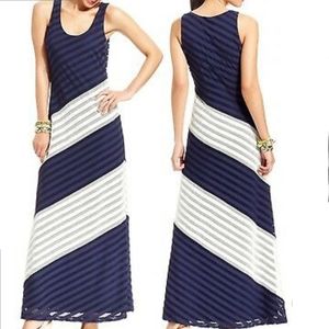 Navy and White Maxi Dress